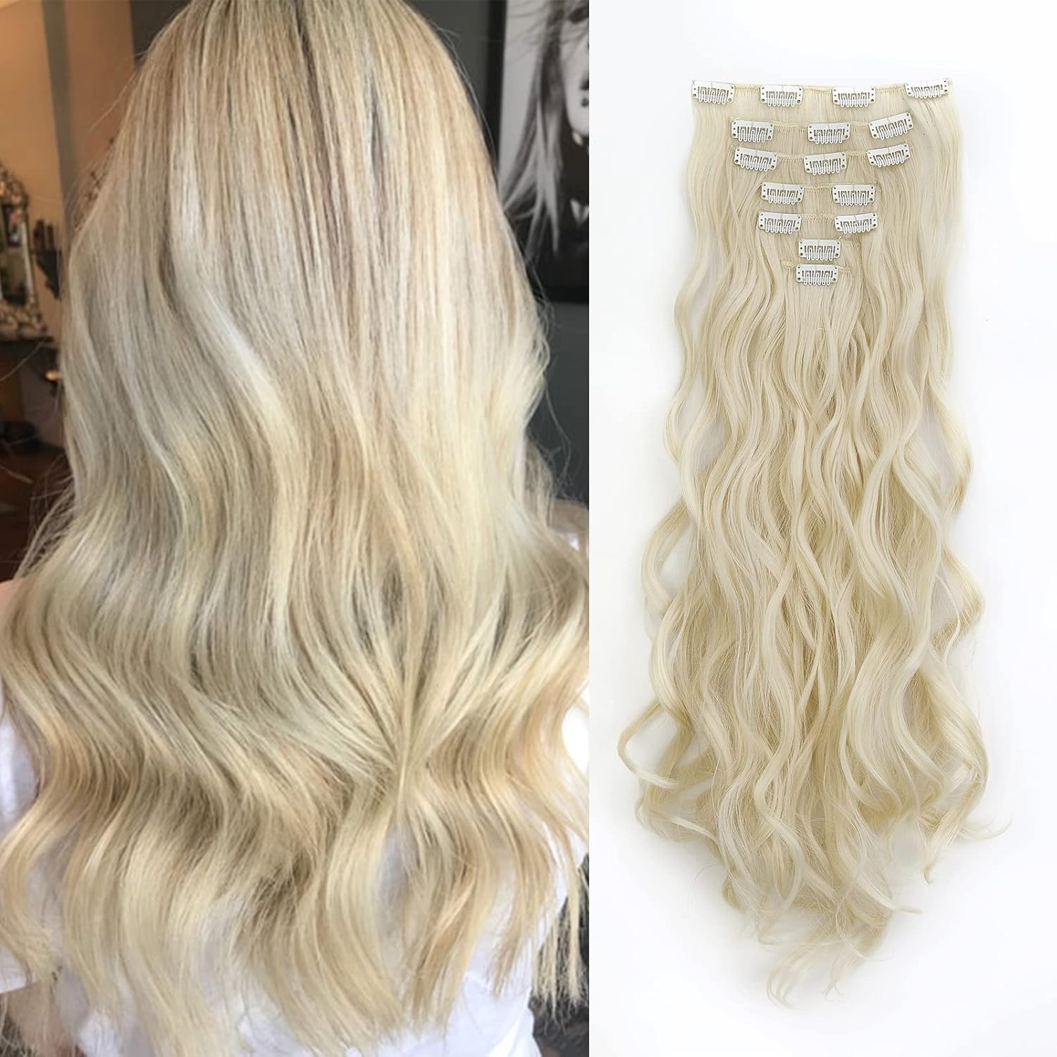 Gairyan 26Inch Straight Clip in Hair Extensions Long Full Head Hair Extension 8PCS Synthetic Hairpiece Natural Soft for Women (Medium Brown)