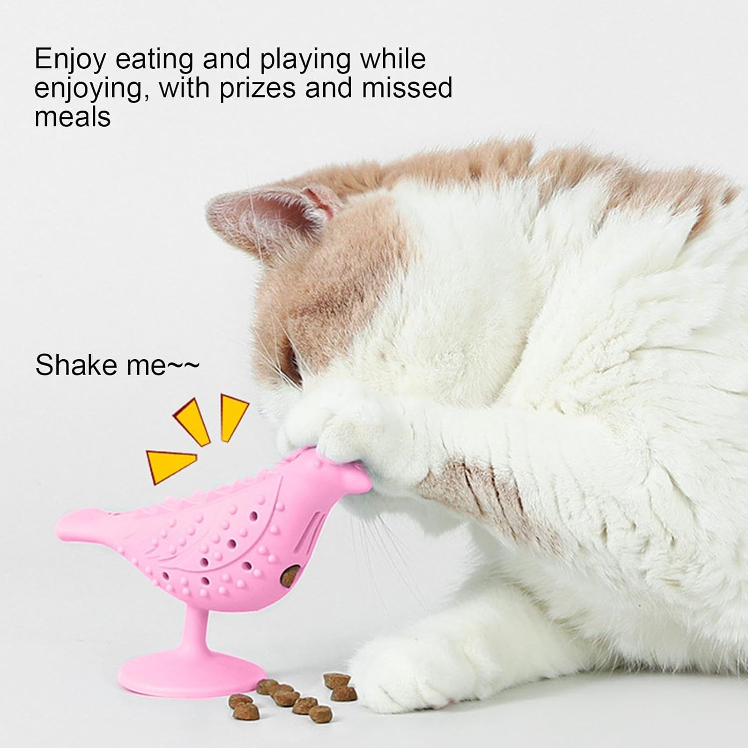 Kitten Chew Toy - Bite Resistant Catnip Toy with Bird Shape | Cat Teething Toys, Face Scratchers, Suction Cup Food Dispenser for Stress Relief image number 5