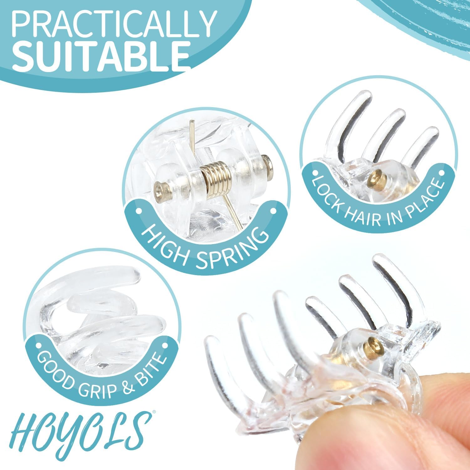 Hoyols Clear Small Hair Clips, Mini Claw Clips for Hair Strong Grip Plastic Tiny Jaw Cute Accessories No Slip for Women Girl Short Thick Hair 48 Pcs