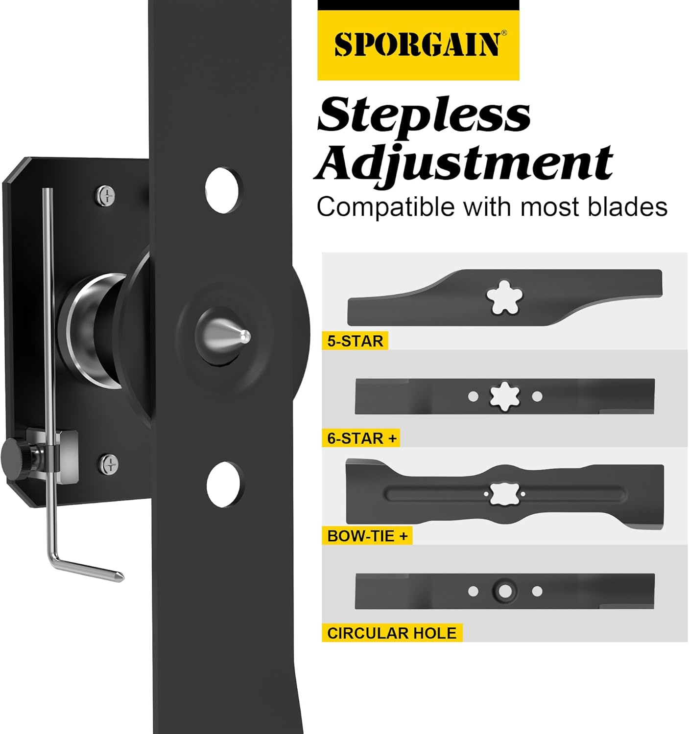 Lawn Mower Blade Sharpener & Lawn Mower Blade Balancer, 15&deg;-45&deg; Adjustable Mower Blade Sharpener and High Precision Magnetic Mower Blade Balancer for Many Types of Mower Blade, Black - Blue image number 6