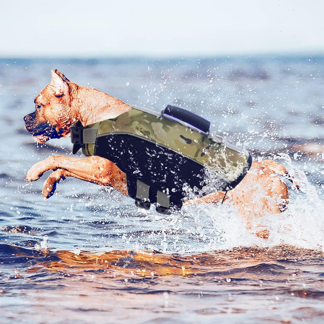 Dog Life Jacket Pet Swimwear Floating Safety Vest Buoyancy Aid Harness Swimming Swimsuit Puppy Vocation Summer Adjustable Pool Camo Green M image number 1