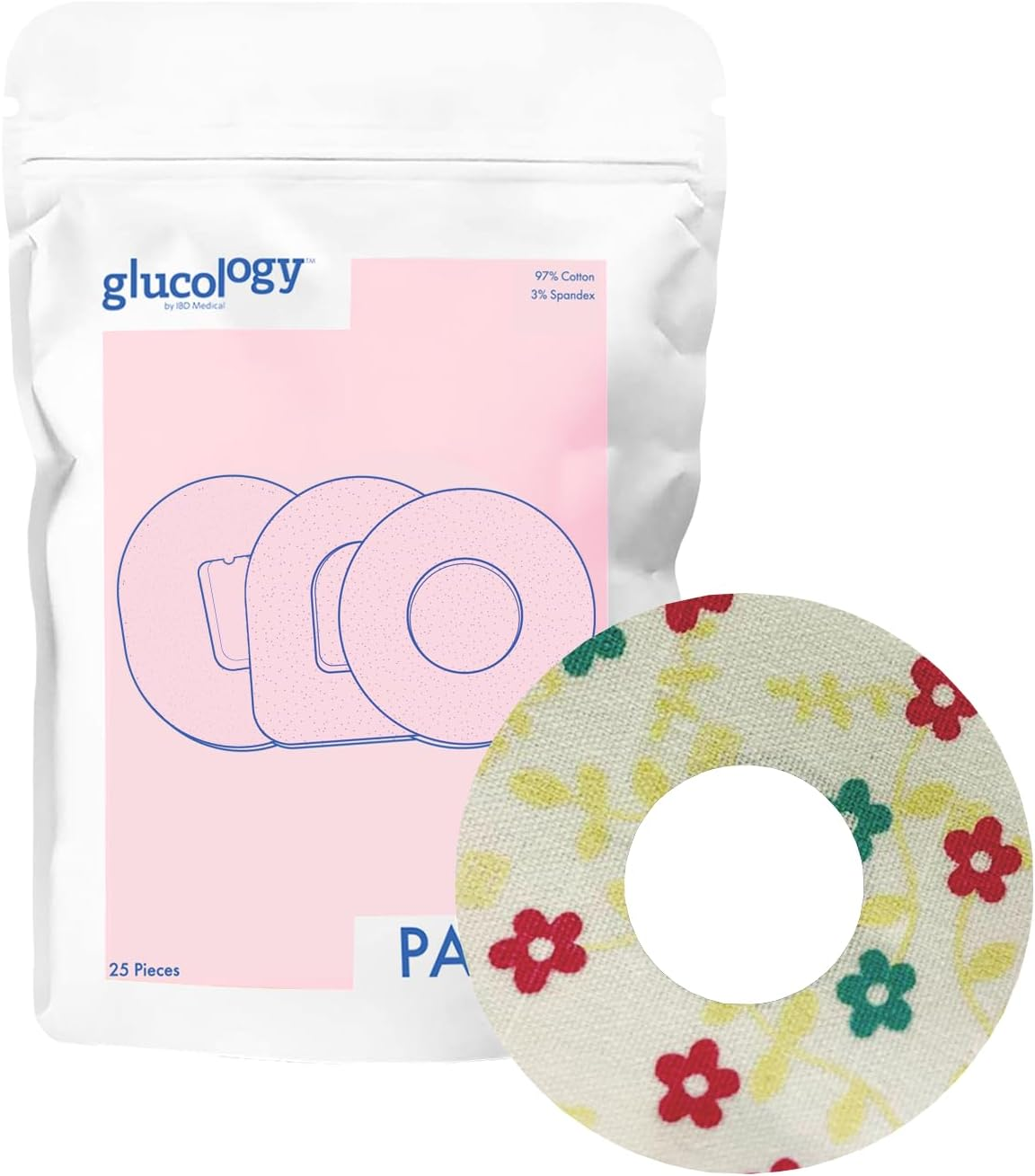 Glucology CGM Patches Compatible with Freestyle Libre (Beige) | 25 Pack | Waterproof & Hypoallergenic Adhesive Patch image number 4