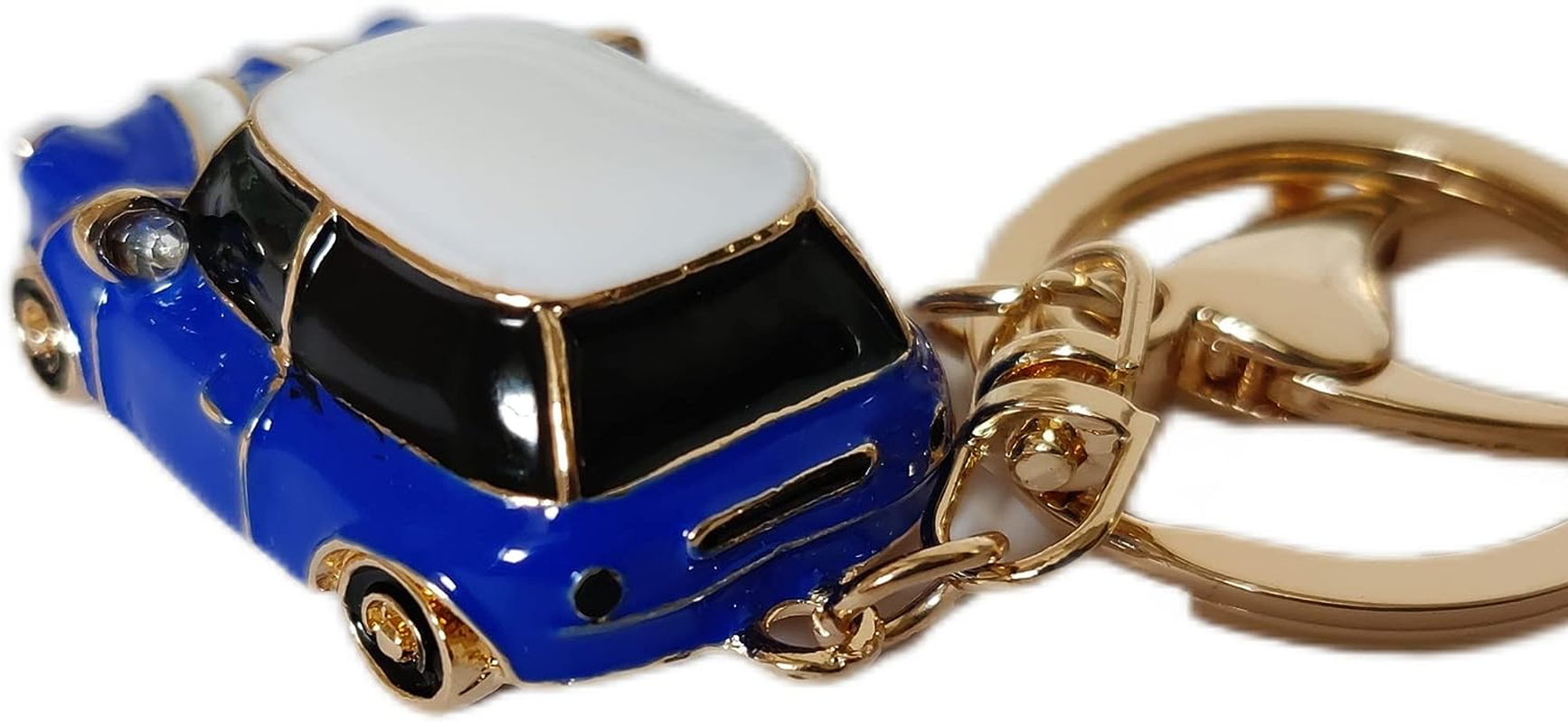Mini Style Car Keychain Gift Rhinestone Detail Cooper Novelty (Blue (Gold Trim)) image number 2