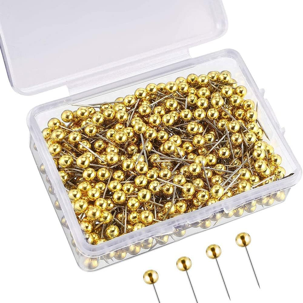 200Pcs round Plastic Head Push Pins Head Push Pins Map Tacks Drawing Pins Map Pins for Pin Board Thumb Tacks (Golden) image number 6