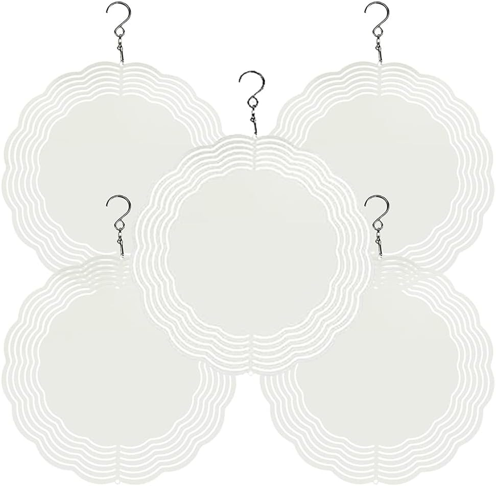 5Pack Sublimation Wind Spinner Blanks 8Inch Wind Spinners White Metal for Yard and Garden Indoor Outdoor Front Door Decoration image number 2