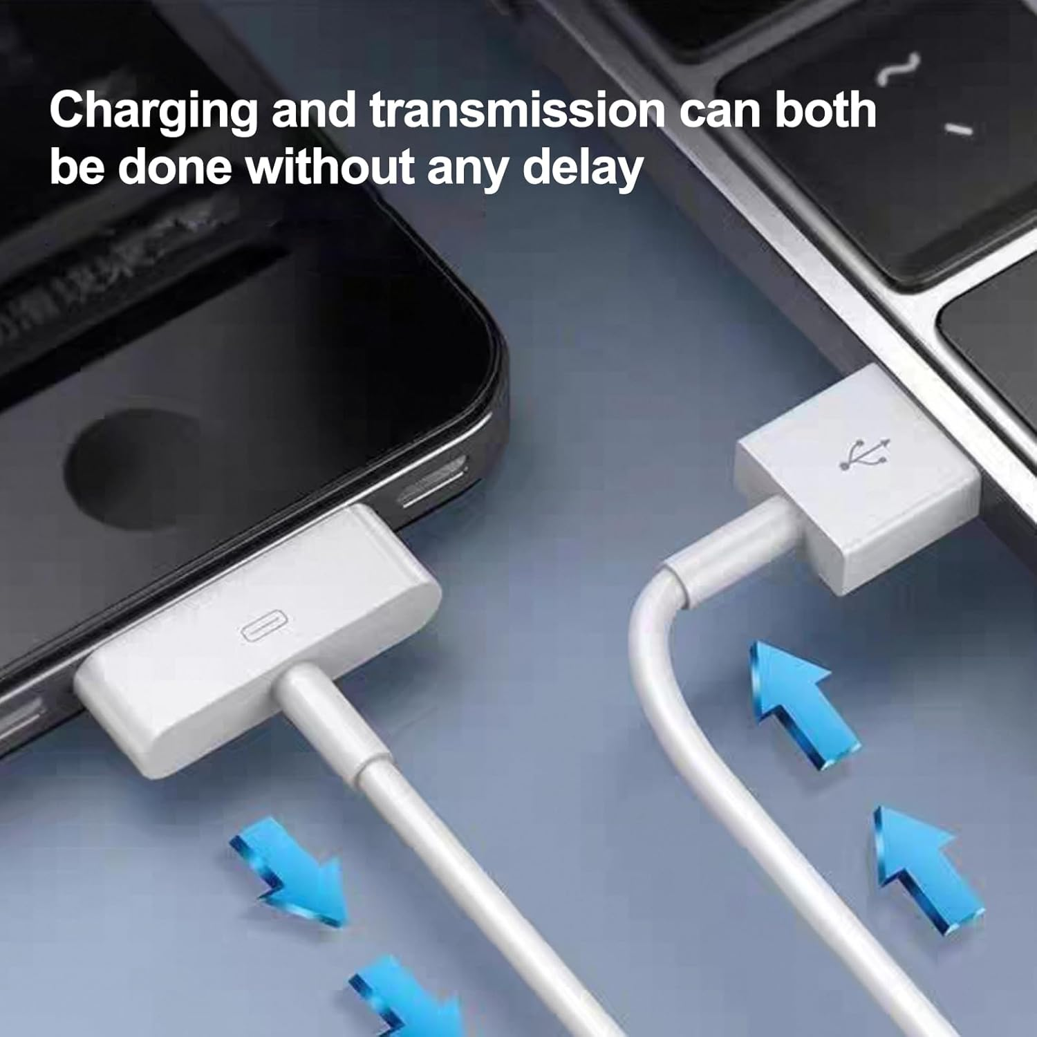 2Pcs Charger Cable, Fast Charging Charger, Cable Charging/Data Transfer, Applicable to 4/4S, 3G/3Gs, Ipad 3/2/1, Ipod Classic/Touch/Nano (White 1.5M Wire Length *2) image number 4