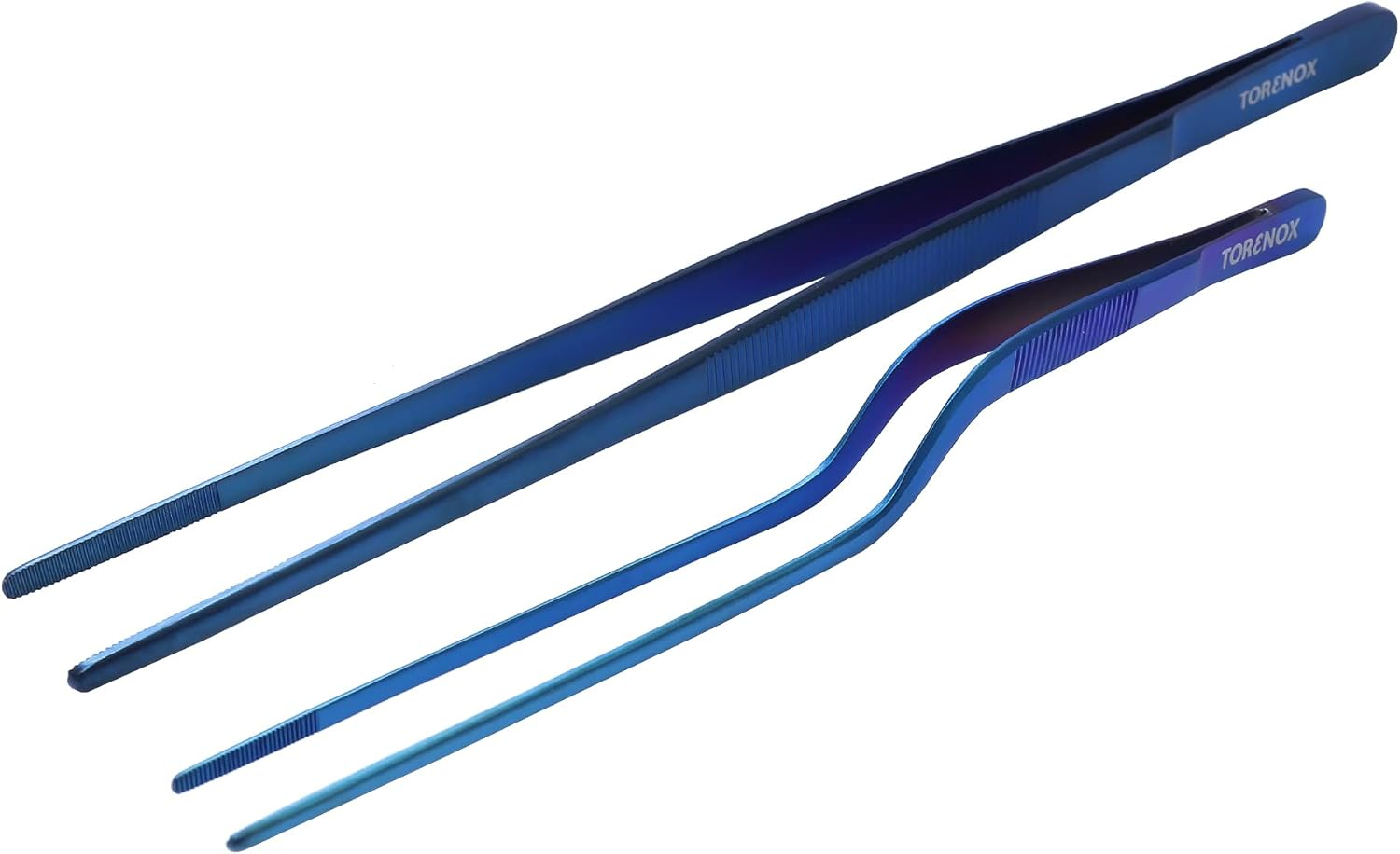 Kitchen Tweezers 10 Inch Straight and 8 Inch Offset - Culinary Precision Tongs Professional Kitchen Long Tweezers Set of 2 Pieces - BBQ, Plating, Multi-Use