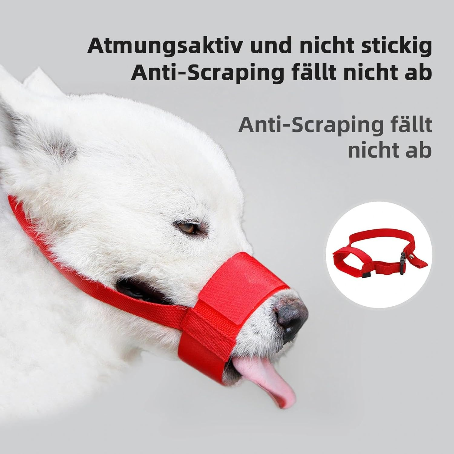 Adjustable Nylon Muzzle for Short Snouts, anti Bark Mouth Cover for Small Medium Large Dogs (S, Red) image number 4