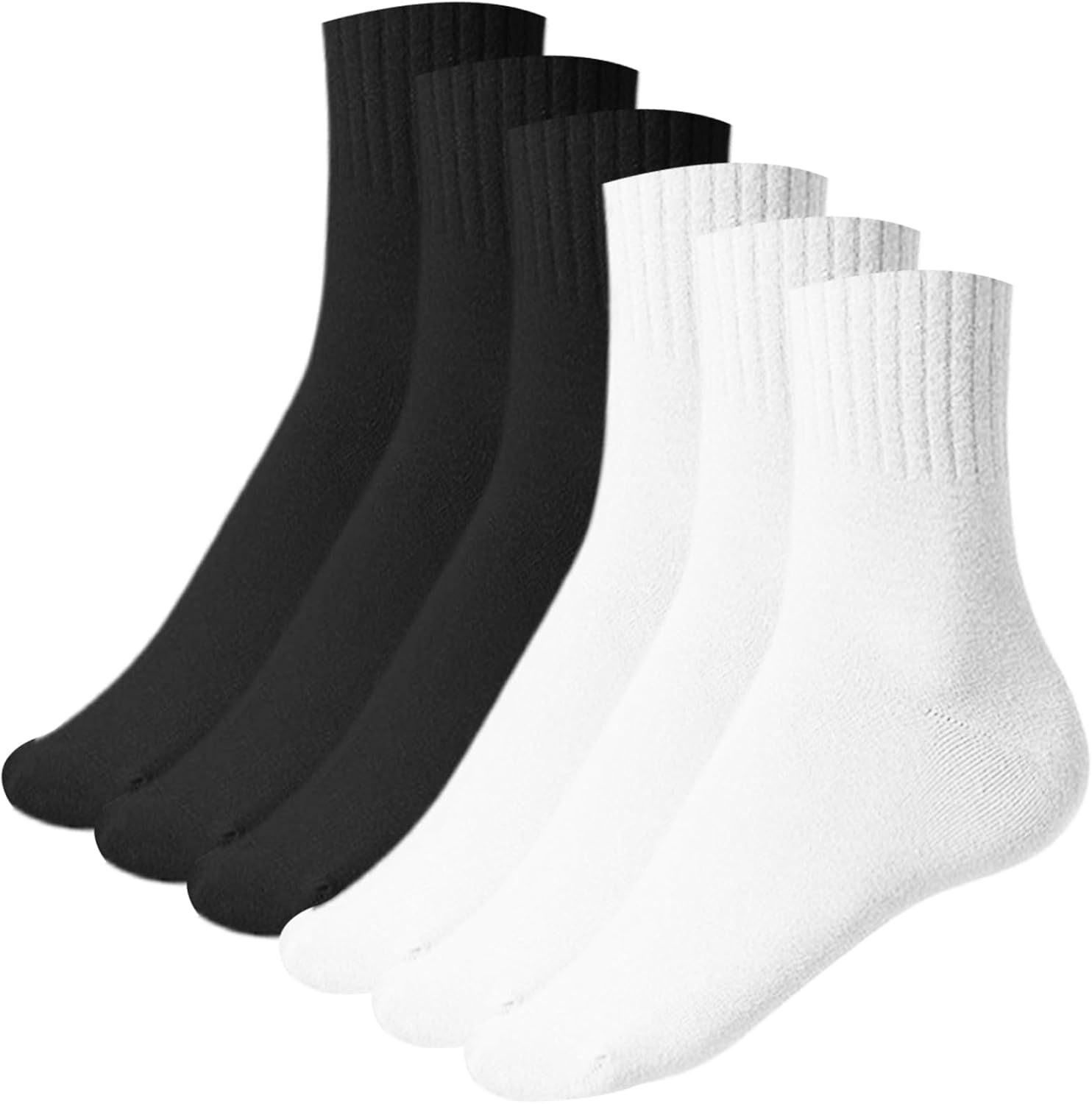 Dress Cici Polyester Half Crew Men Socks for Travel, Sports and Sweat Feet (6 Pack)