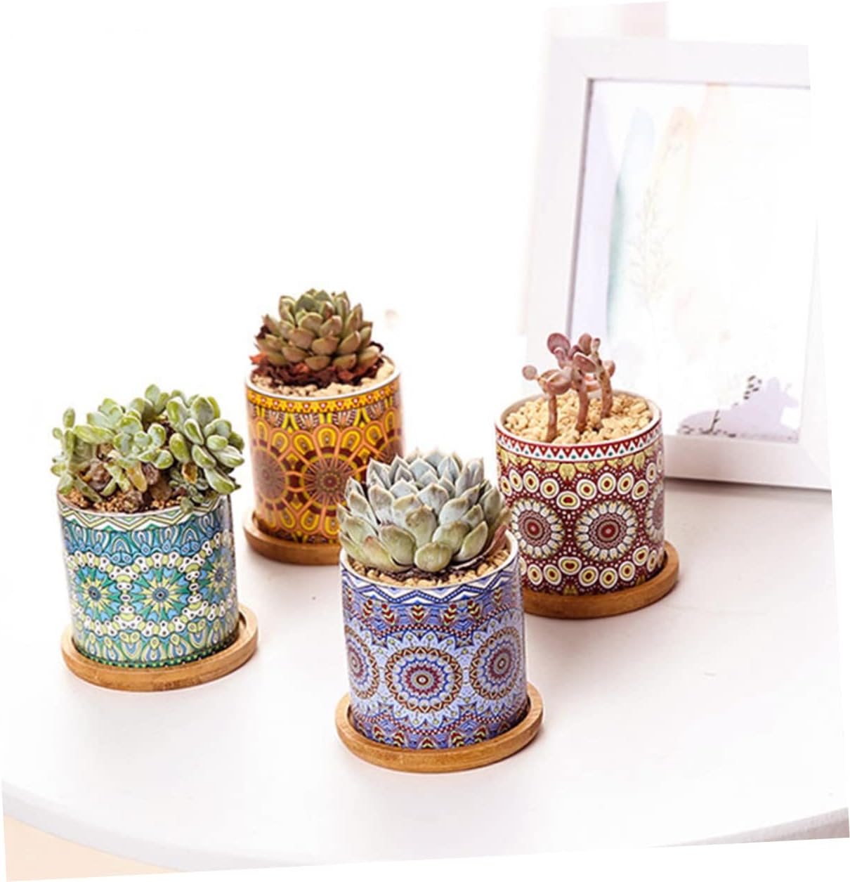 BCOATH 5Pcs Bamboo Flowerpot Water Trays and Plant Pot Plates for Indoor Gardening, Creative Natural Bamboo, Multiple Sizes 6.5-12Cm, Suitable for Home Patio Plant Protection image number 3