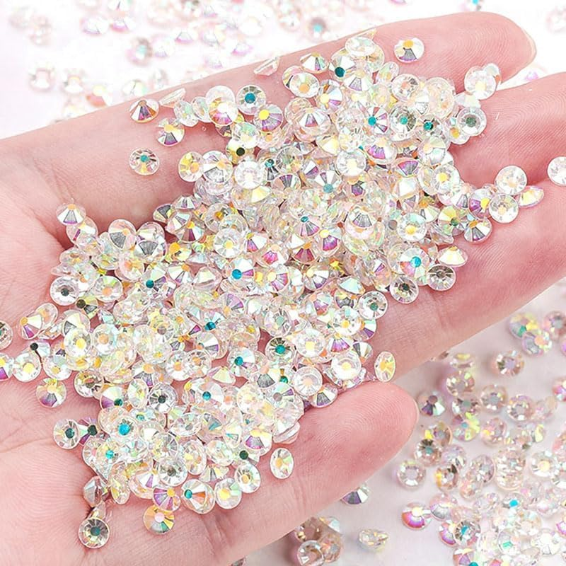 1440PCS Flatback Rhinestones Gems Champagne Gold Glass Crystal Rhinestones Gems for Nail Art/Face Decor/Craft 1.3-2.8MM (Champagne) - Lightblue image number 2