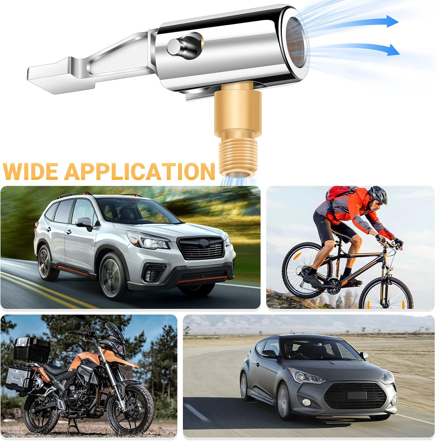 All Metal Lock on Air Chuck Tire Inflator Hose Adapter, Locking Tire Air Chuck with Standard Tire Valve Thread, No Air Leakage Tire Inflating Hose End for Portable Tire Pump/Air Compressor image number 2