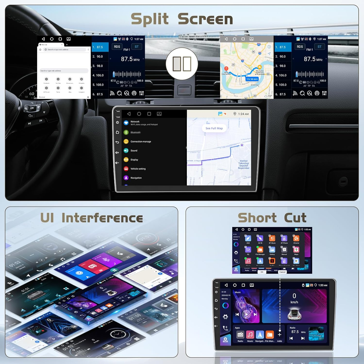 [Fit JBL] Android 15 Car Radio for Toyota Camry 2012 2013 2014, 10.1 Inch Capacitive HD Touch Screen for Camry Head Unit with Carplay Android Auto 5G Wifi GPS Bluetooth 5.0 1280 * 720 4+64G image number 5