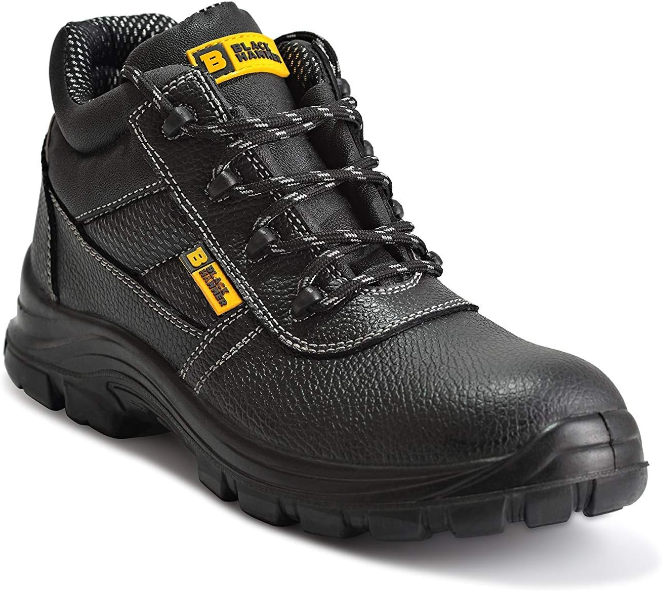 Black Hammer Mens Safety Boots Work Waterproof Shoes Leather Steel Toe Cap Working Ankle Lightweight Footwear S3 SRC 1007 Black image number 3