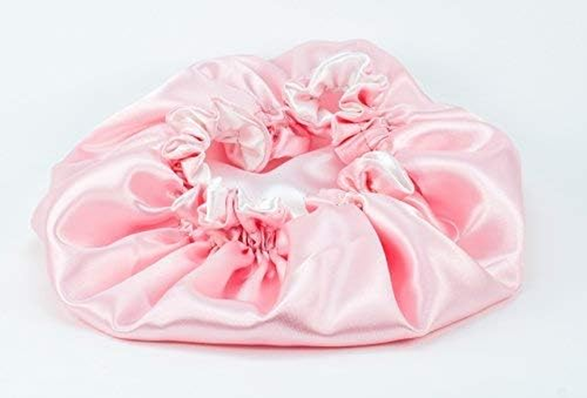 Handmade Fully Reversible Luxuries Pure Satin Hair Bonnet Satin Sleep Cap Safe for All Hair Types - Most Beneficial Hair Care Product Available Pink 2020 (LARGE) image number 2