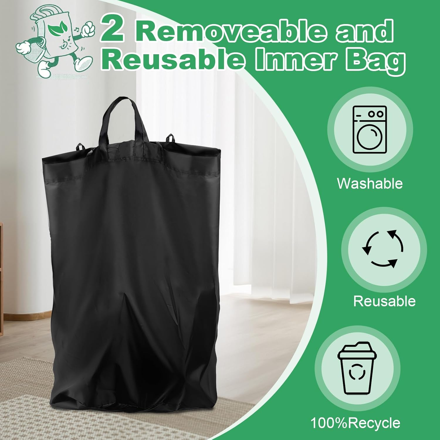 HOTOIQ Recycling Bin for Kitchen Home, Reusable Separate Recycling Bin Organizer,100L Recycling Waste Trash Sorting Organizer for Collecting Empties and Glass Waste,Deposit Bottles,Waterproof(Grey) image number 4