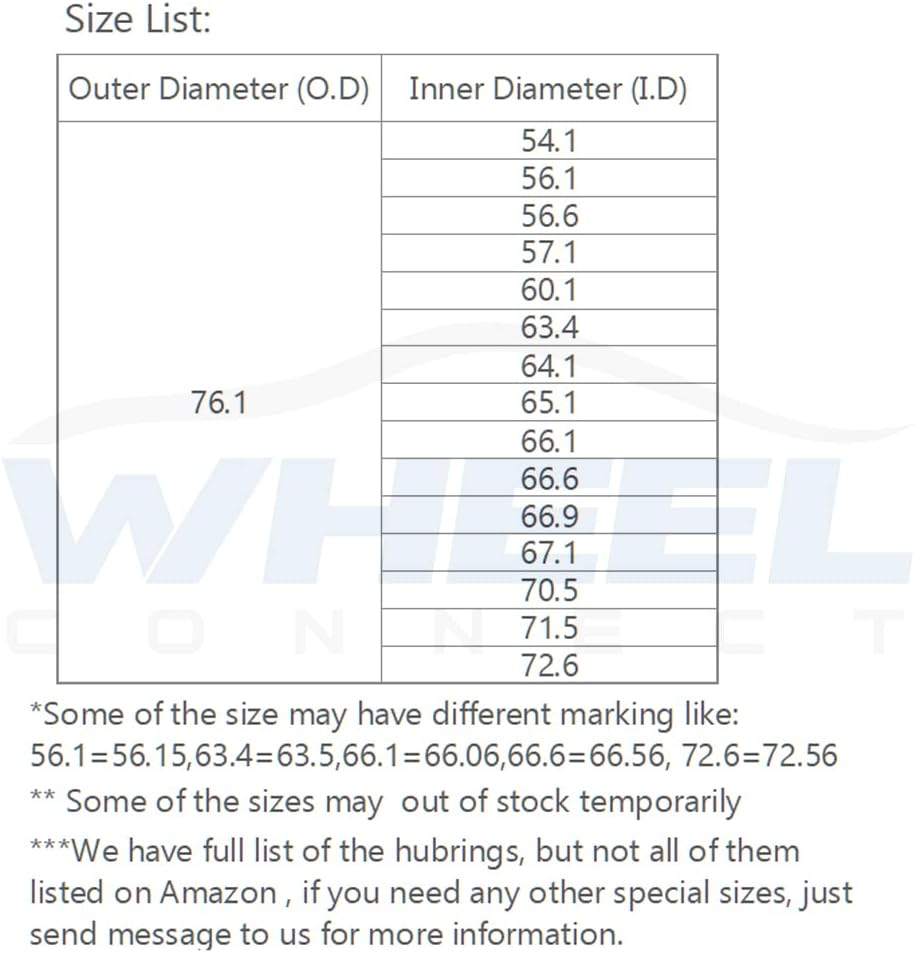 WHEEL CONNECT Hub Centric Rings,76.1 to 70.5, Set of 4, Aluminium Alloy Hubrings, O.D:76.1-I.D:70.5Mm. 8Mm Height. A image number 4