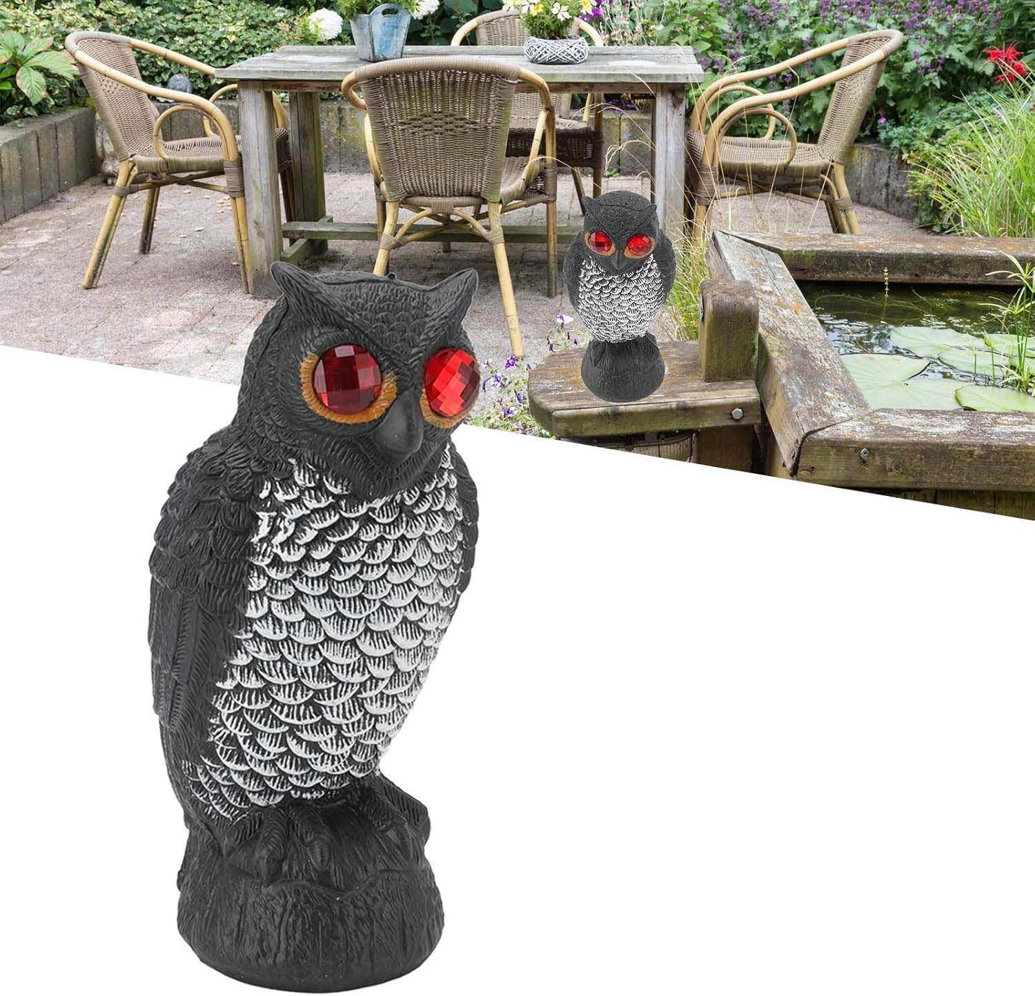 Owl Keeping Birds Away, Fine Detail High Simulation Owl Bird Repellent Deterrent Plastic Material for Birds (Cartoon Flaky Small Owl) image number 6