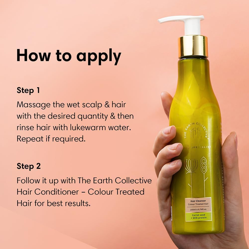 The Earth Collective Hair Cleanser Colour Treated Hair, 200 ML - Maintains Shine of Coloured Hair, No Harmful Chemicals image number 2