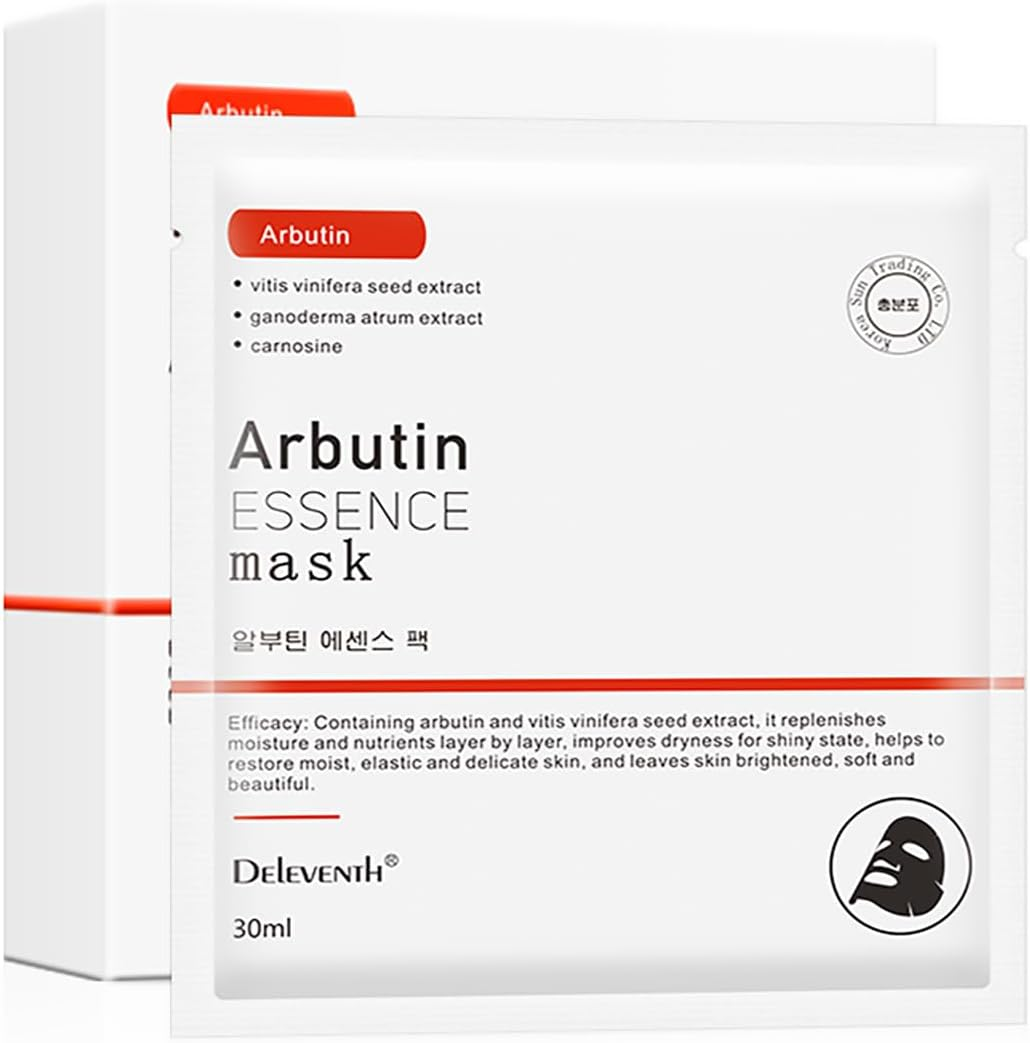 Deleventh Korean Brand &Alpha;-Arbutin Essence Facial Mask 30Ml &times; 5Pcs / Brightens, Hydrates, and Firms Skin, Balances Skin Moisture and Oil, Reduces Dark Spots and Fine Lines image number 2