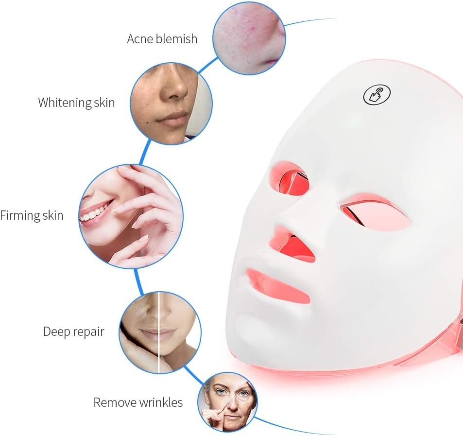 Light Face Mask 7 Colors Photon LED Light Therapy Beauty Mask, Skin Rejuvenation Face Lifting Whitening Beauty Mask for Home Use image number 5