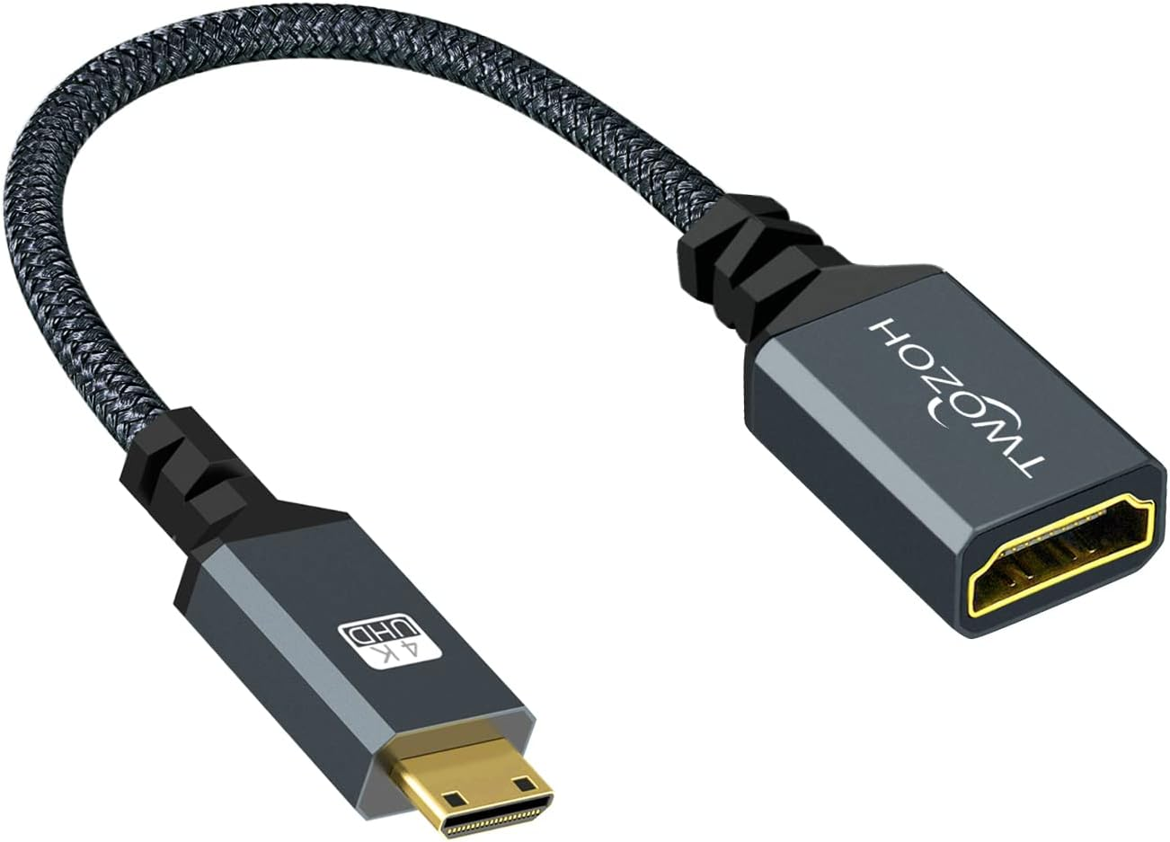 Mini HDMI to HDMI Adapter, Twozoh Mini HDMI Male to HDMI Female Cable Adapter Support 1080P Full HD, 4K, 3D, for DSLR, Camera, Camcorder, Graphics Card, Laptop, Tablet, HDTV, Projector image number 2