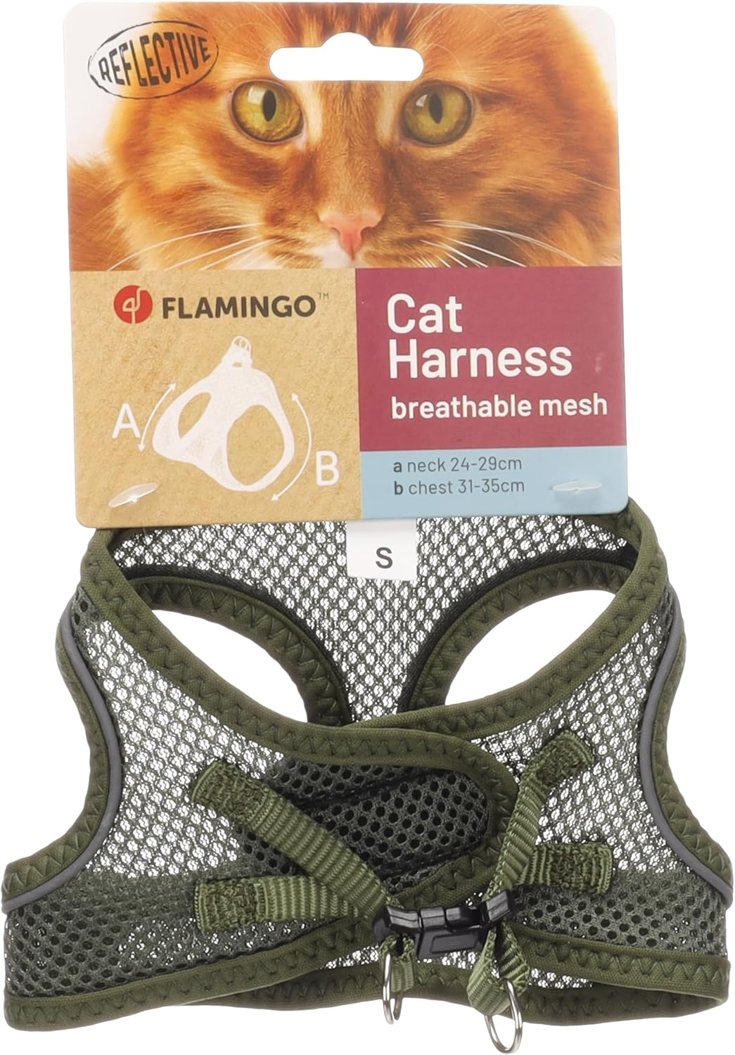 Flamingo Cat Harness Step&Go Berta Khaki S 24-29 Cm 31-35 Cm