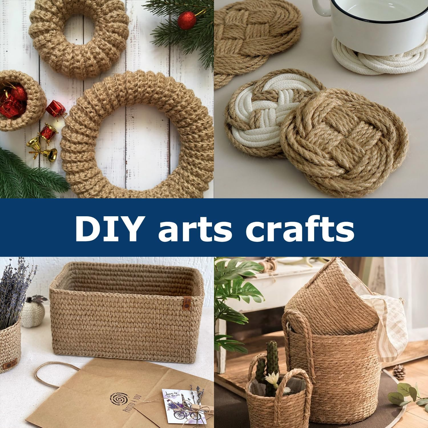 5MM Jute Rope, 100 Feet 6Ply Twisted Heavy Duty and Thick Twine Rope for Crafts Projects Cat Scratcher Scratching Post Tree Gift Wrapping Arts & Crafts Home Decoration Packing Christmas Twine Bulk image number 5