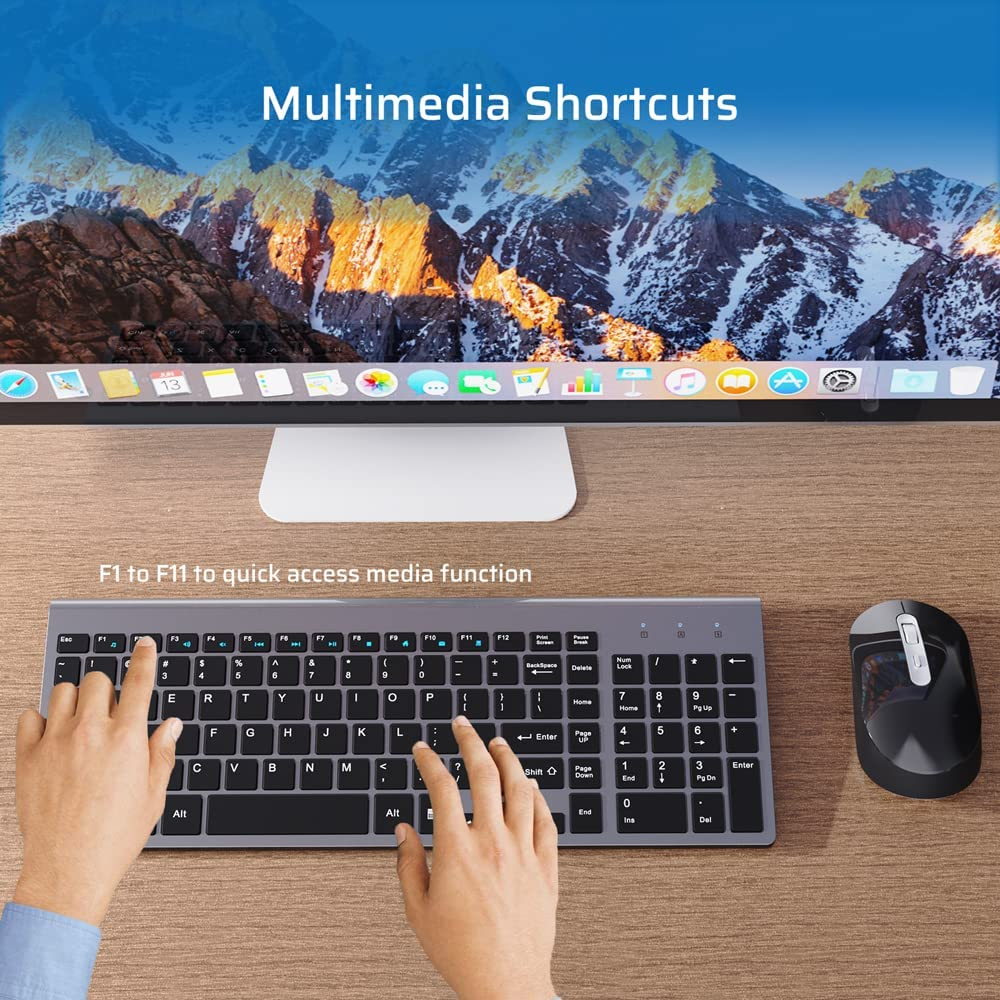 Wireless Keyboard and Mouse,Ultra Thin Sleek Design Keyboard and Mouse 2.4G with USB a & Type C Receiver Wireless Keyboard and Mouse Combo for Windows MAC, Computer, Desktop, Laptop image number 5