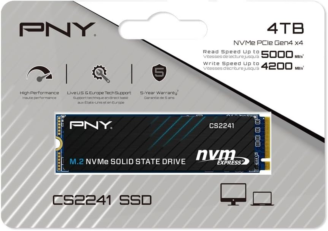 PNY CS2241 4TB M.2 Nvme Gen4 X4 Internal Solid State Drive (SSD) - M280CS2241-4TB-CL image number 1