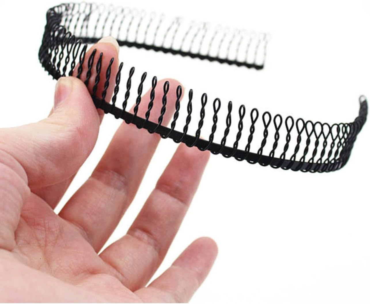 6Pcs Unisex Black Metal Hairband Teeth Comb Headband Hair Hoop Headwear Accessory for Women Men (Black, One Size) image number 1