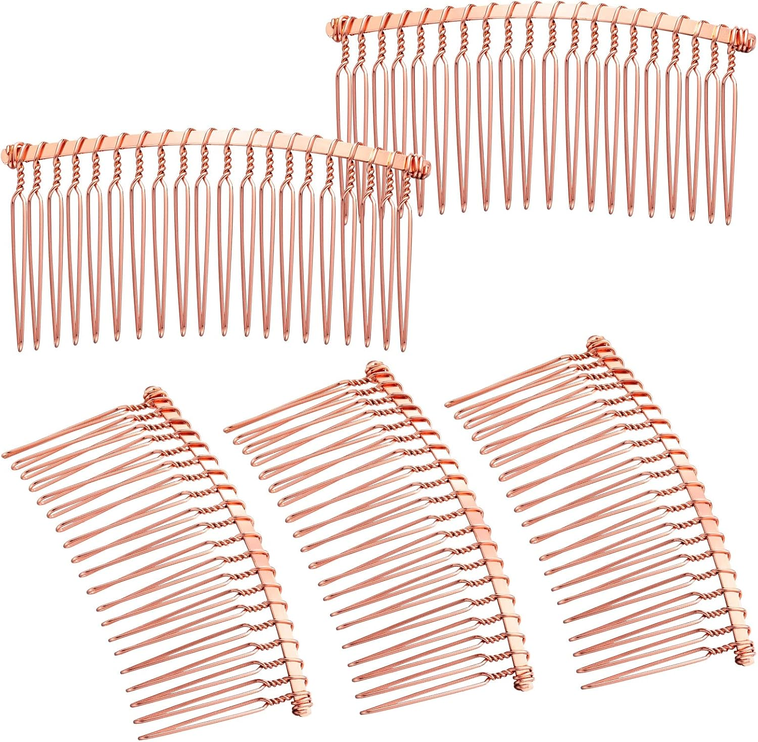 Hicarer 5 Pcs Black Metal Wire Hair Combs, 30 Teeth Wire Twist Bridal Wedding Veil Combs