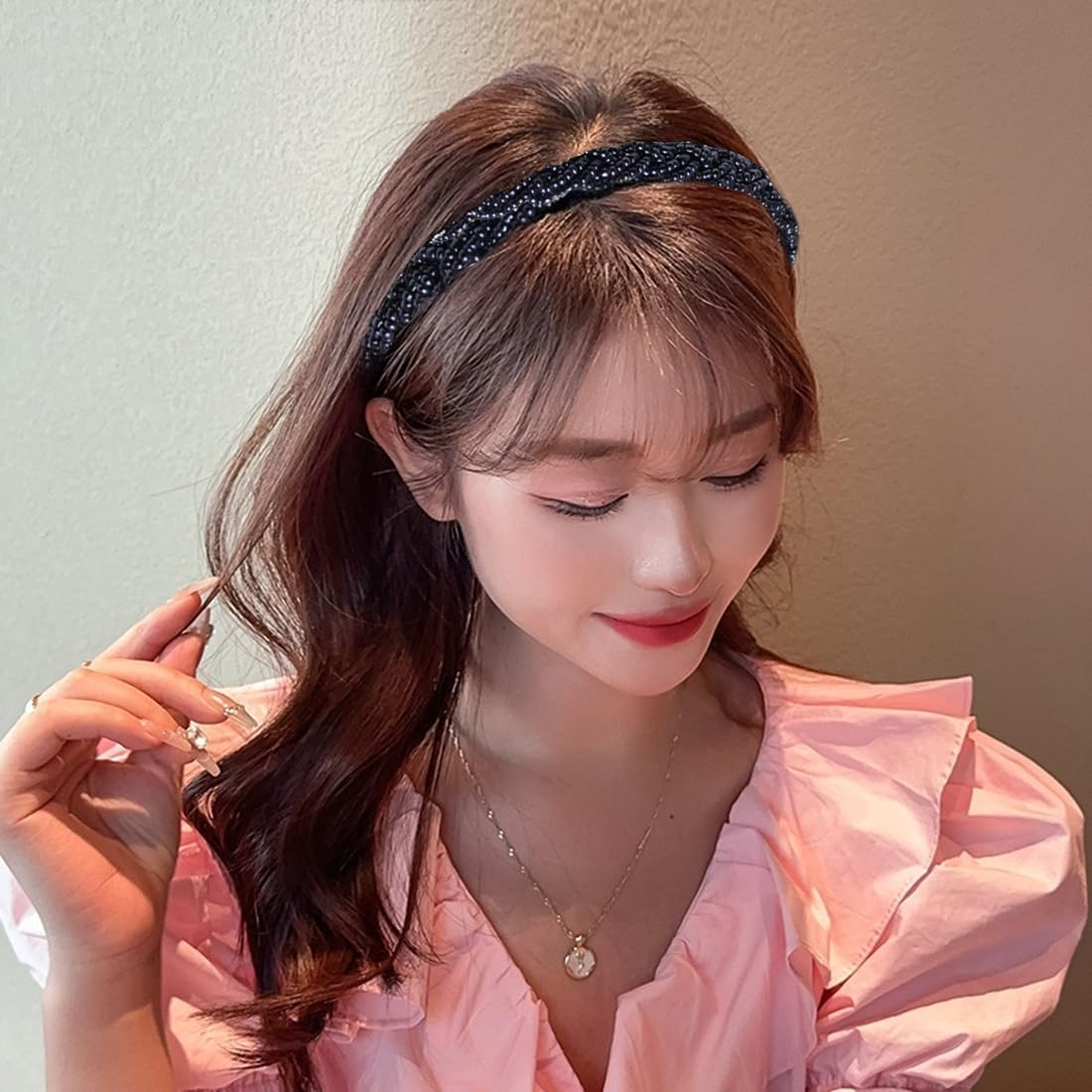 YUZNA Braided Headband Dark Blue for Women Costume Hair Accessories Elegant for Dirndl Oktoberfest Accessories image number 3