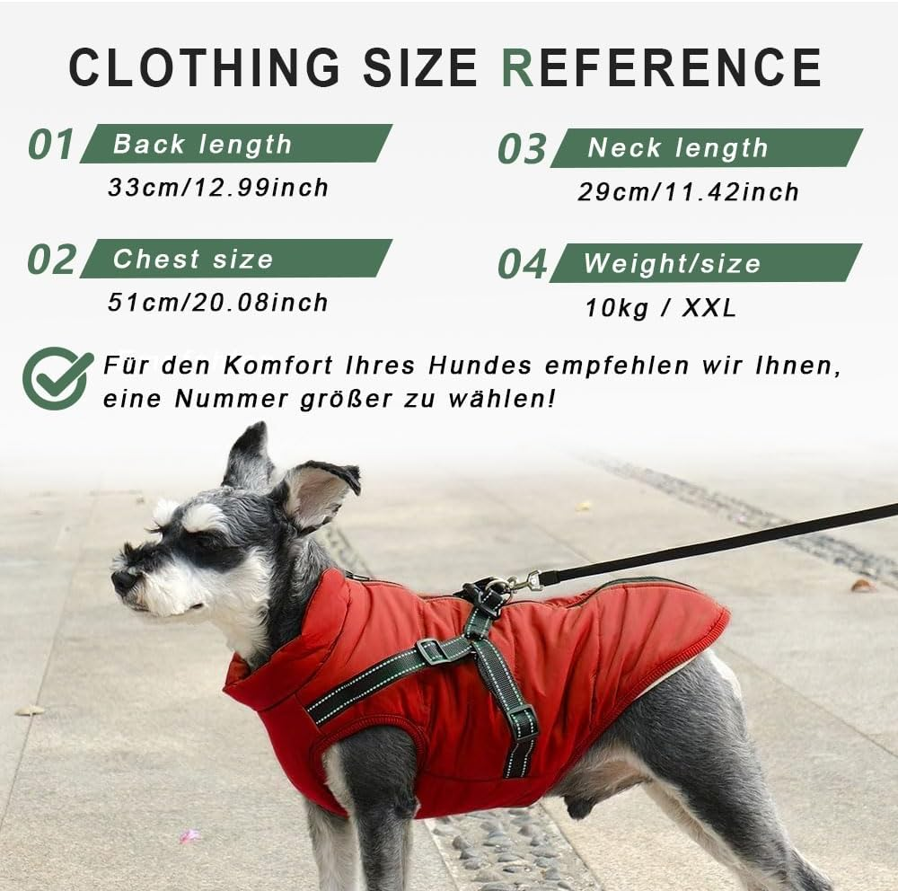 Voarge Dog Jacket, Winter Vest, Jackets, Dog Coat with Harness for Small Dogs, Waterproof Machines, Washable, Reflective Stripes Design, Durable D-Ring (5XL, Red) image number 6
