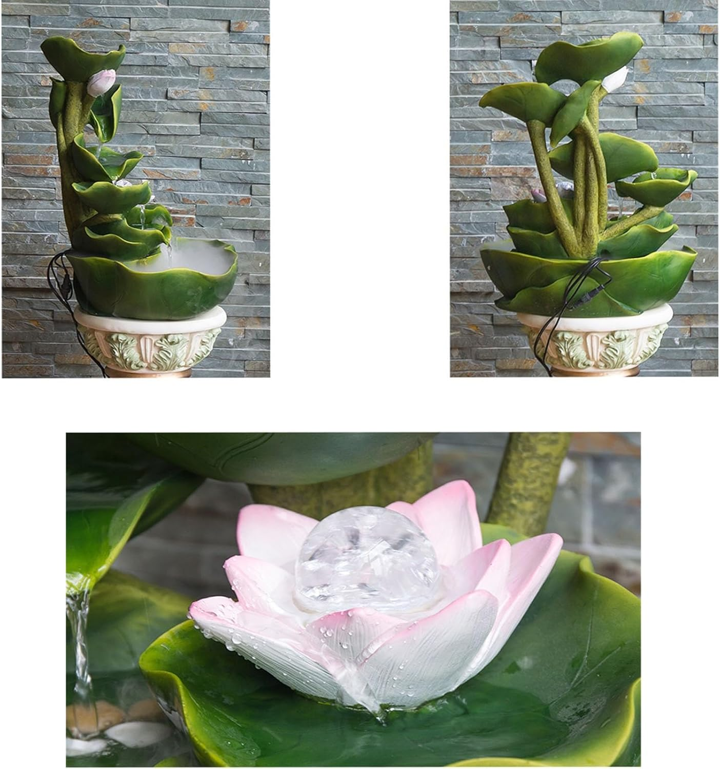 Outdoor Fountain Lotus Flowing Water Fountain, Floor Standing Ornaments, Circulating, for Office and Home D&eacute;cor image number 3
