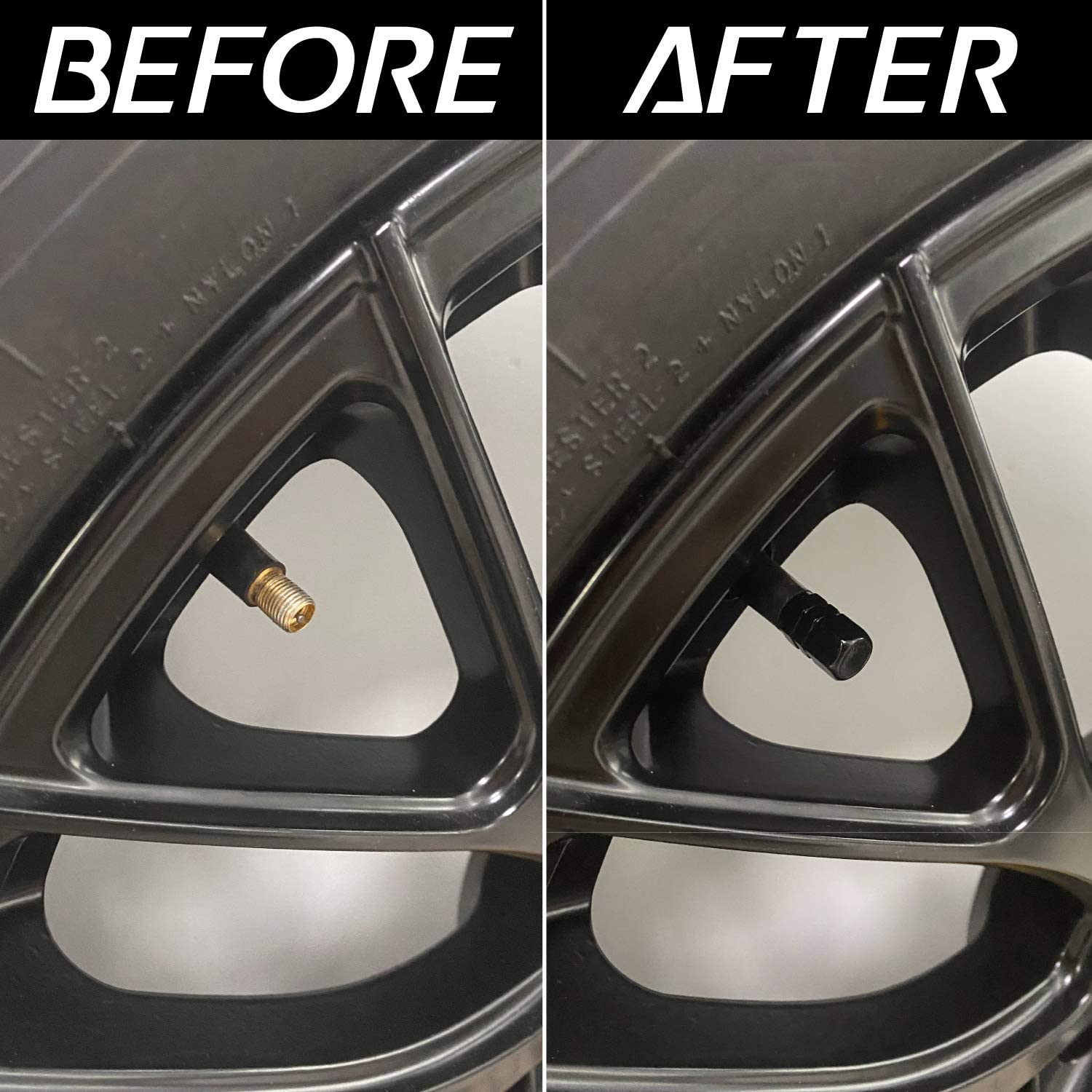 JUSTTOP Car Tire Valve Stem Caps, 12Pcs Air Caps Cover, Universal for Cars, Suvs, Bike, Trucks and Motorcycles-Black