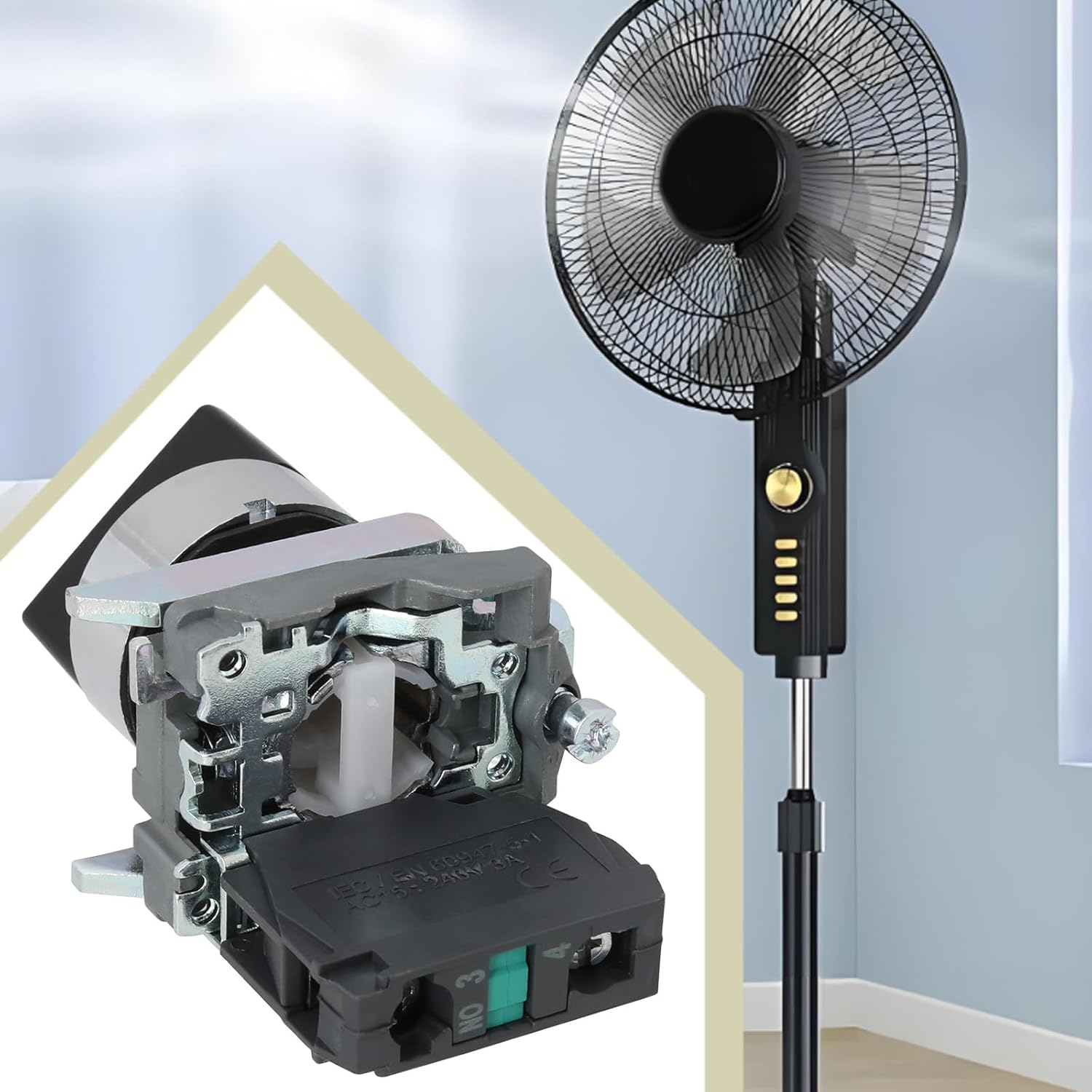 VGOL 1Pc Selector Switch 2 Position Switch Standard Handle Selector Push Button XB4-BD21 22Mm 1NO 10A/380V for Electrical Appliances Black image number 6