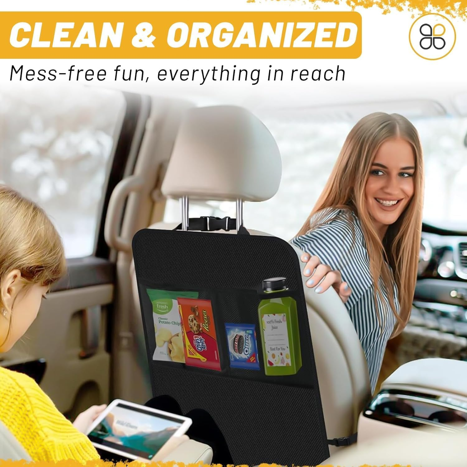 Extra-Large Car Back Seat Organisers &ndash; 60X45Cm Durable Kick Mats with Storage Pockets, Anti-Scratch Seat Protectors for Kids, Pets & Travel Essentials (2) image number 2