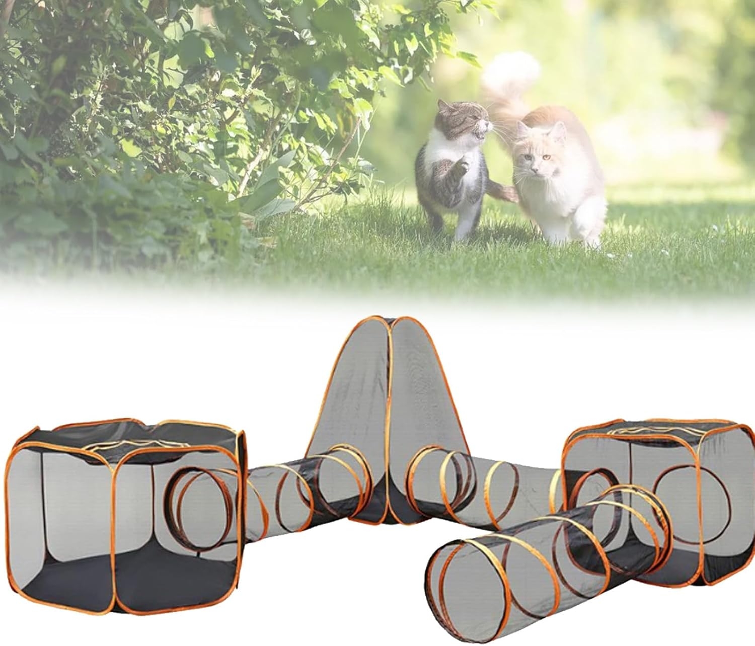 Outdoor Cat Enclosures Pop up Pet Tent, 6 in 1 Pet Cat and Dog Tunnel Tent, Foldable Playhouse for Cats, Rabbits Ferrets, Small Animals image number 5