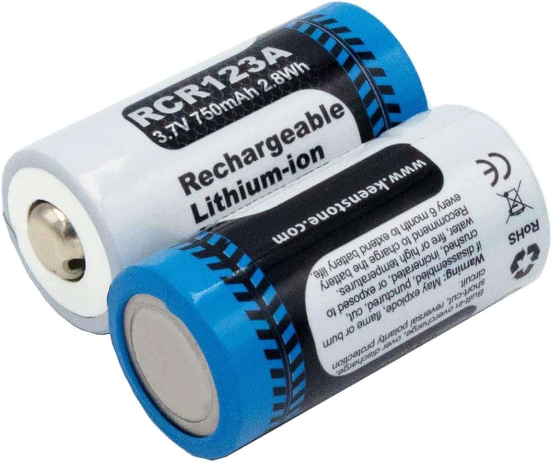 RCR123A 3.7V Rechargeable Lithium Batteries 10-Pack 750Mah Long-Lasting Compatible with Home Safety and Security Devices, High-Intensity Flashlights, and Home Automation image number 3