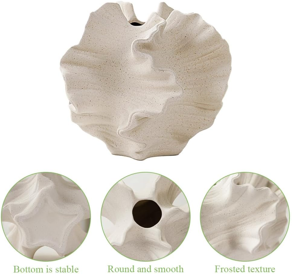 Ceramic Vase, Beige Modern Vases, Nordic Style Home Decor, Matte Ceramic Jardiniere, Boho Flower Vase, Coffee Table Ornaments,For Living Room,Bedroom, Office image number 4