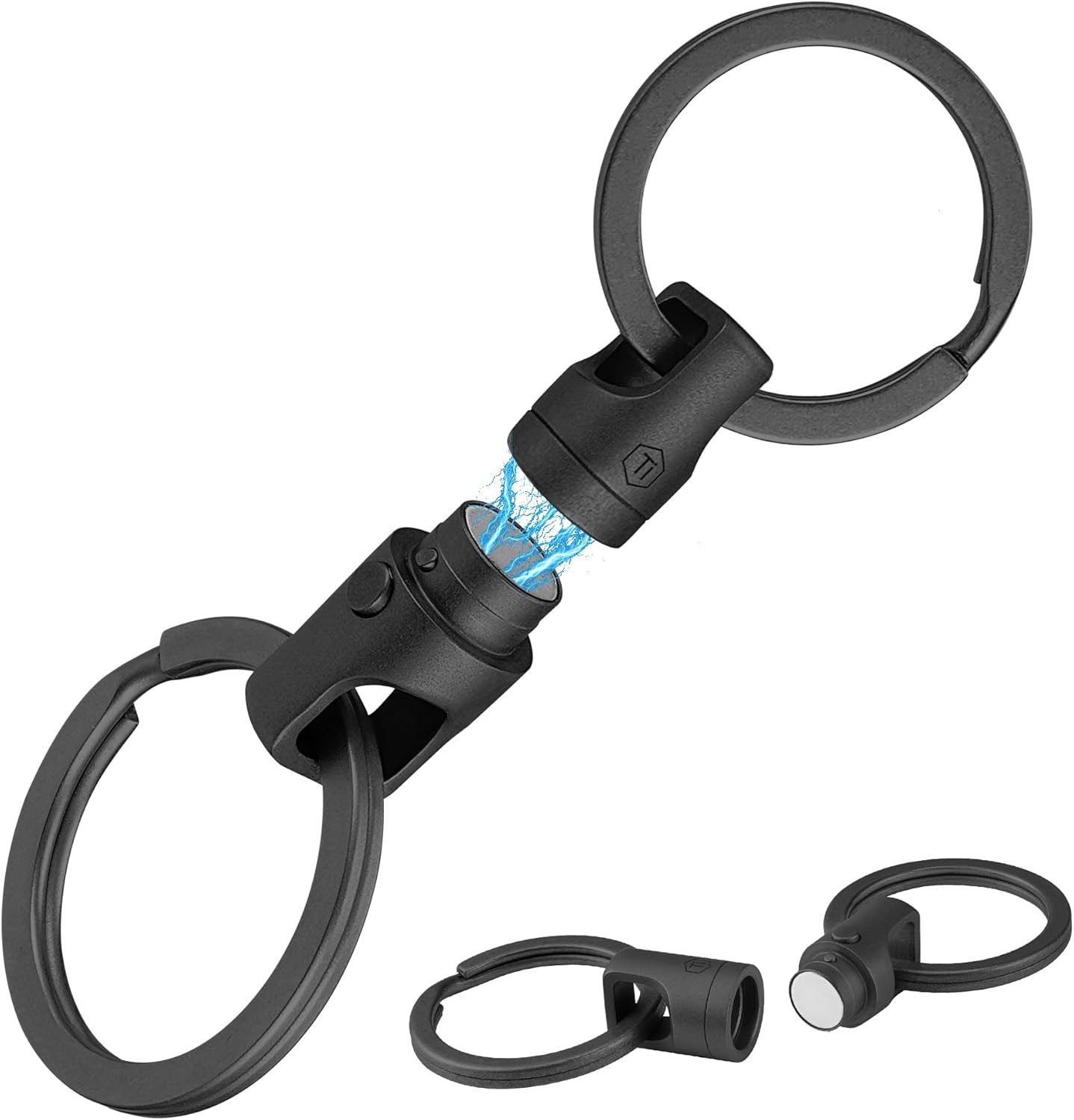 Keyunity Titanium Detachable Magnetic Keychain Connector 2Pcs,Double-End Key Ring Holder,Titanium Rotatable Key Linker