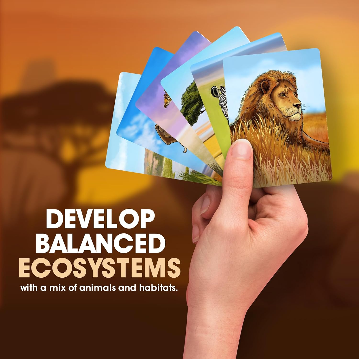 Genius Games | Ecosystem: Savanna | a Family Card Game about Animals on Grassy Woodland of African Savanna - Fun & Educational Ecology Game for Kids & Adults image number 4