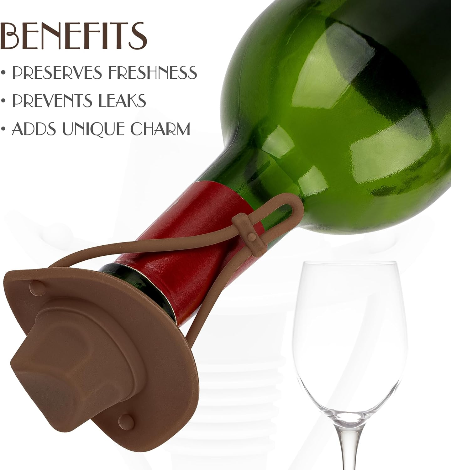 Silicone Wine Stopper, Cowboy Hat Wine Bottle Stopper Reusable, Cute Kitchen Gadgets Wine Accessories Tools Gifts, Decoration-2Pcs Bottle Stoppers（Coffee）