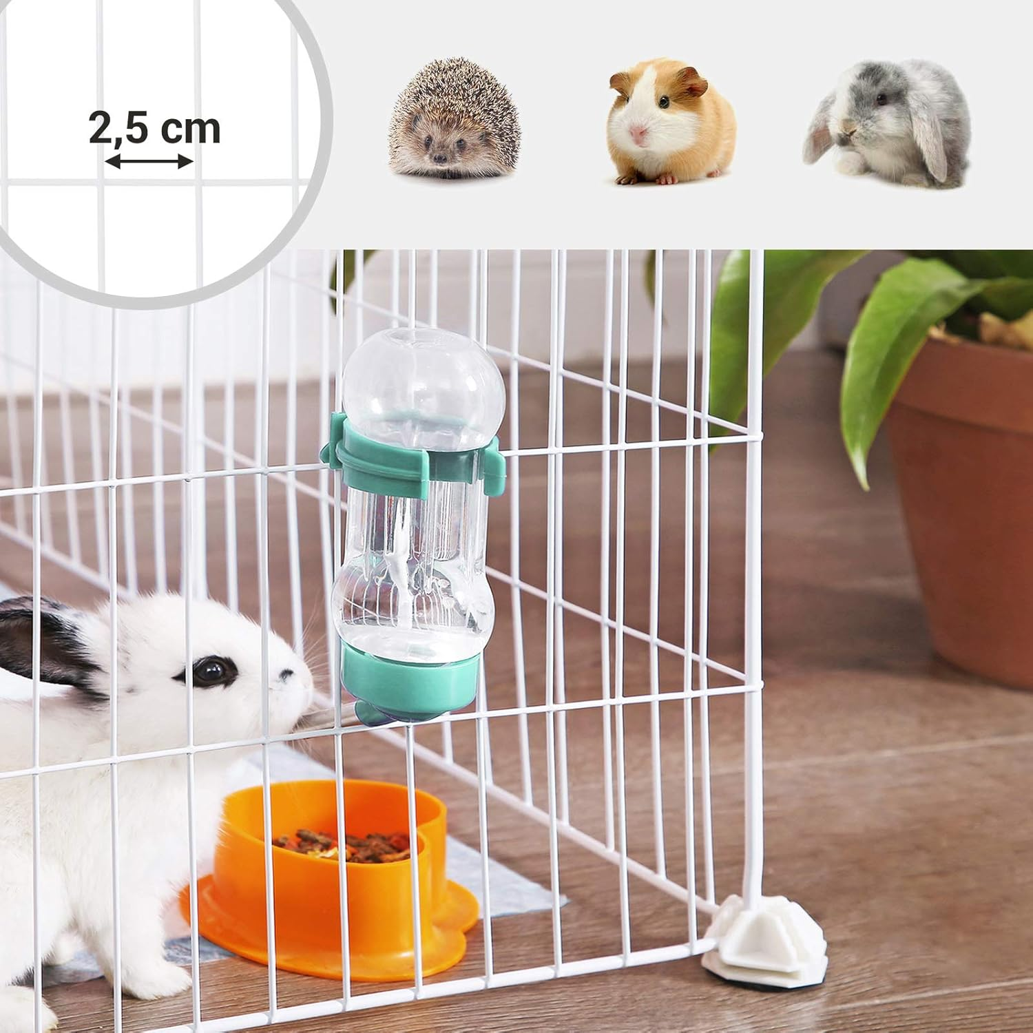 SONGMICS Guinea Pig Playpen, Indoor Rabbit Run Hutch Cage, Large Exercise Enclosure, DIY Metal Modular Fence for Hamster, Pet, Small Animals, White LPI01W