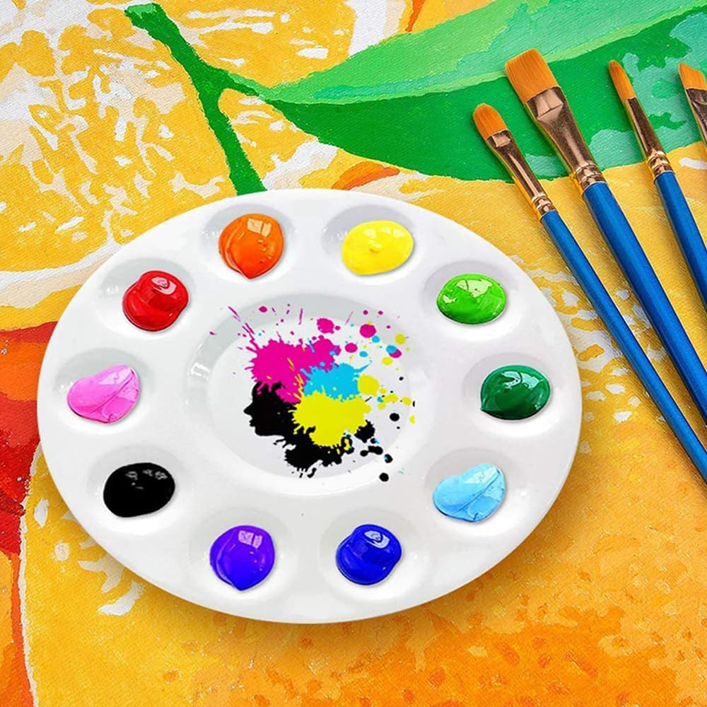 Paint Palettes for Kids, 12 Pack, 10 Wells, Plastic Art Paint Tray for Acrylic Painting image number 1