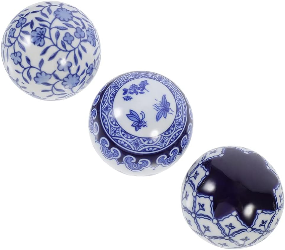 BESPORTBLE 3Pcs Decorative Ceramic Porcelain Balls Floating Orb Spheres for Bowl Vase Home Decor for Water Display Random Style