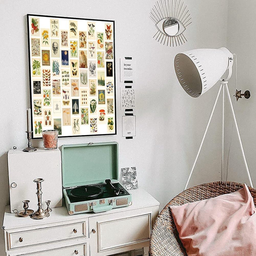 Ceahoify Vintage Aesthetic Wall Collage Kit - 50 Mini Botanical Collage Art Posters (4X6Inch), for Photo Wall image number 1