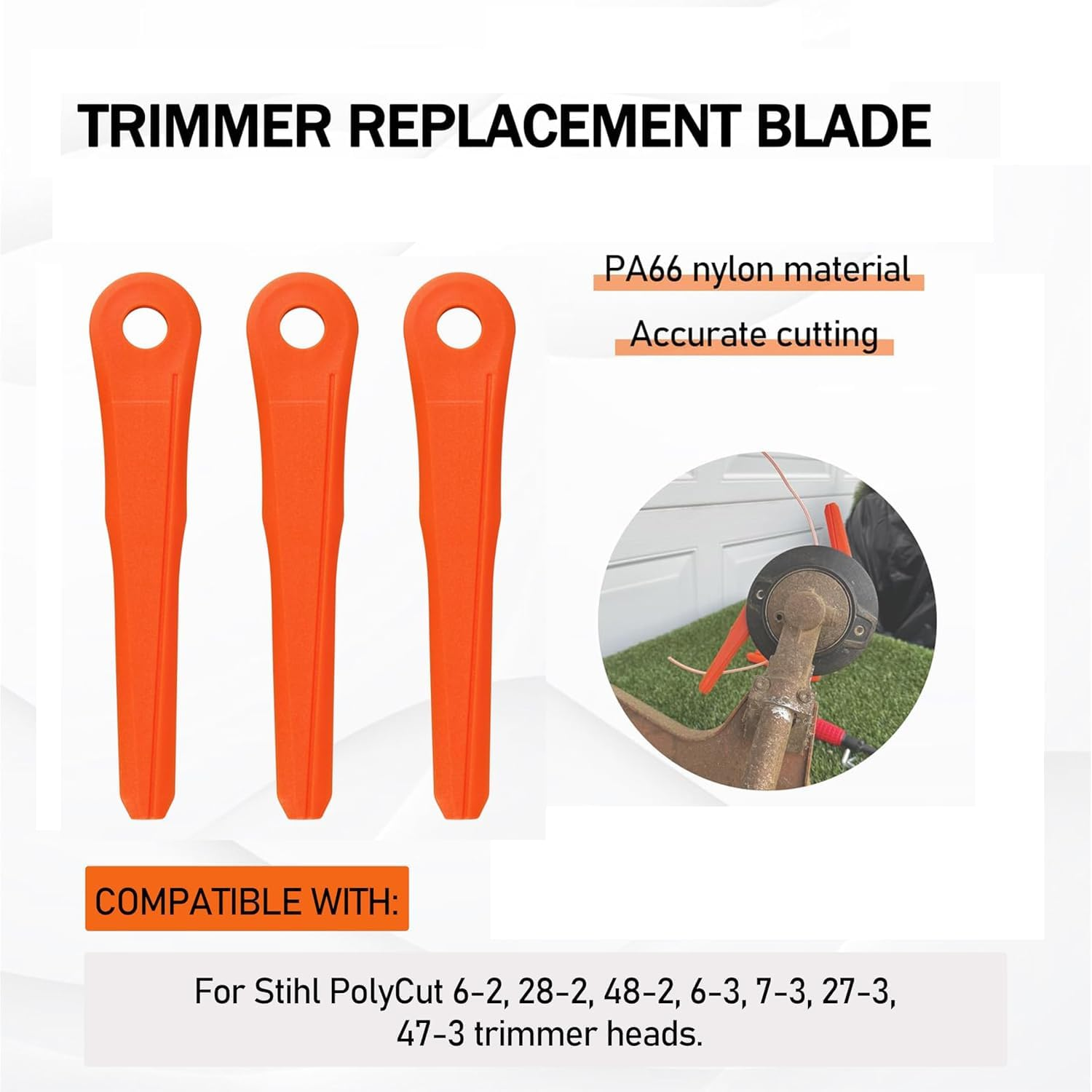 Pack of 24 Plastic Blades for Stihl Polycut 6-2, 6-3, 7-3, 28-2, 48-2, Sharp Durable Replacement Blade 40020071000, High-Quality Cutting Blade for Mower Trimmer image number 4