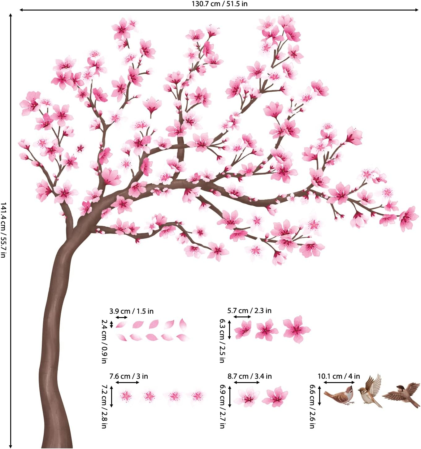 DECOWALL SG4-2306 Cherry Blossom Tree Wall Stickers Decals image number 1